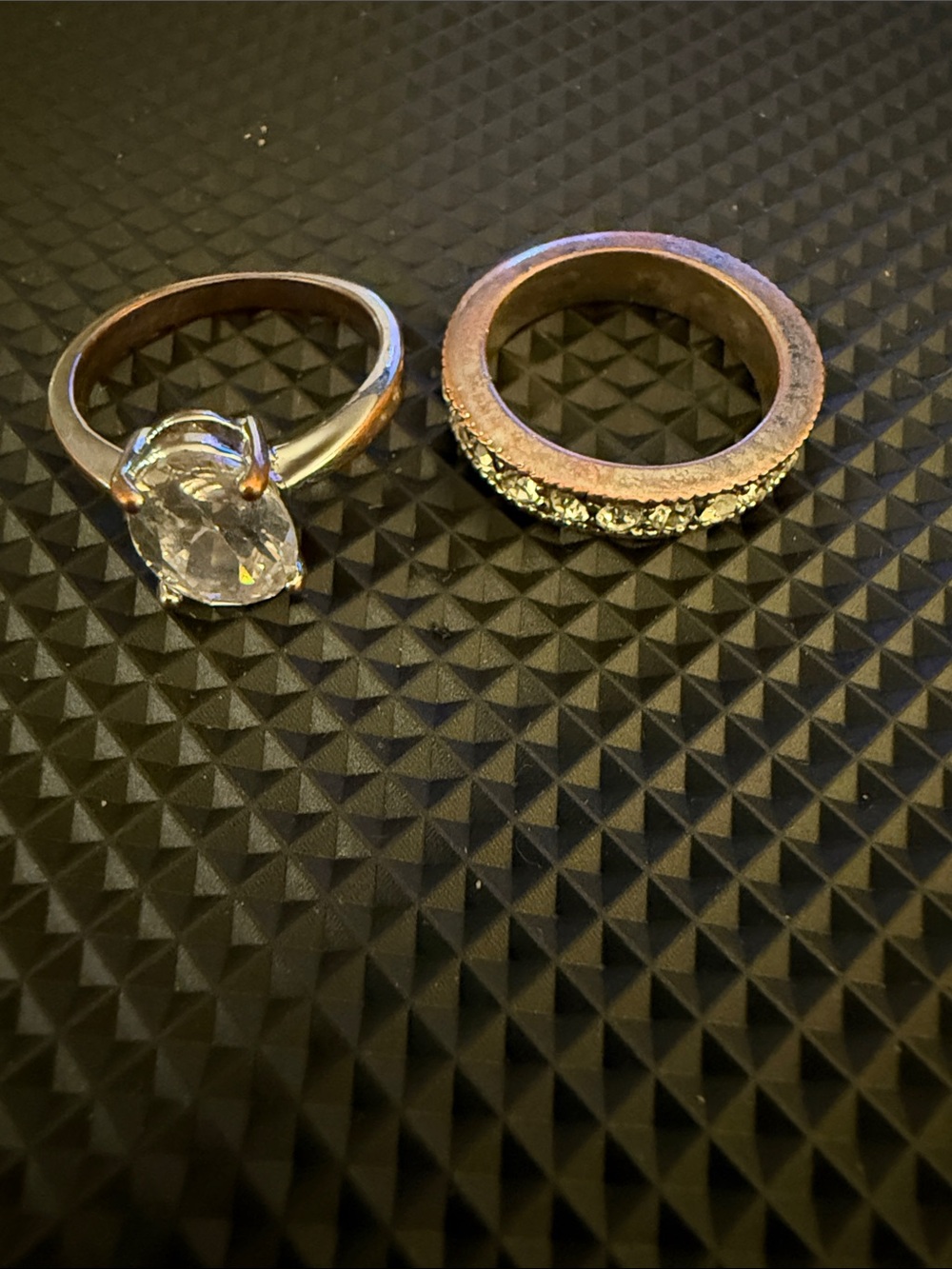Two Rings Crystal Eternity Band in Silver Tone and Solitaire Crystal
